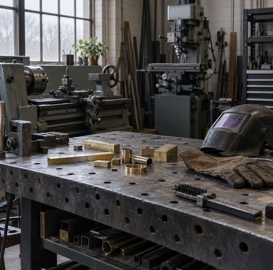 Illustration of fabrication businesses equipment and workspace
